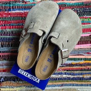birkenstock boston taupe clog